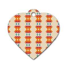 Triangles Tribal Pattern              			dog Tag Heart (one Side) by LalyLauraFLM