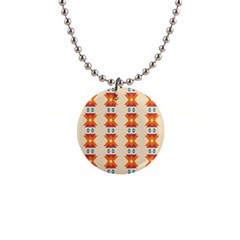 Triangles Tribal Pattern              			1  Button Necklace by LalyLauraFLM