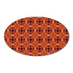 Peach Purple Abstract Moroccan Lattice Quilt Oval Magnet by DianeClancy