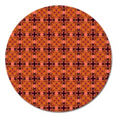 Peach Purple Abstract Moroccan Lattice Quilt Magnet 5  (round) by DianeClancy