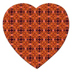 Peach Purple Abstract Moroccan Lattice Quilt Jigsaw Puzzle (heart) by DianeClancy