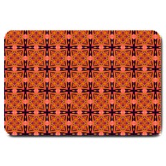 Peach Purple Abstract Moroccan Lattice Quilt Large Doormat  by DianeClancy