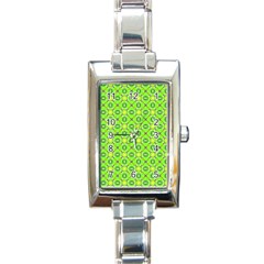 Vibrant Abstract Tropical Lime Foliage Lattice Rectangle Italian Charm Watch by DianeClancy