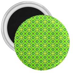 Vibrant Abstract Tropical Lime Foliage Lattice 3  Magnets by DianeClancy