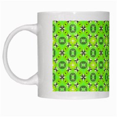 Vibrant Abstract Tropical Lime Foliage Lattice White Mugs by DianeClancy