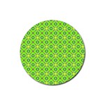 Vibrant Abstract Tropical Lime Foliage Lattice Rubber Coaster (Round)  Front