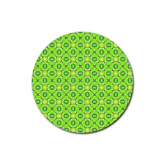 Vibrant Abstract Tropical Lime Foliage Lattice Rubber Round Coaster (4 Pack)  by DianeClancy