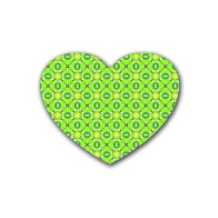 Vibrant Abstract Tropical Lime Foliage Lattice Heart Coaster (4 Pack)  by DianeClancy