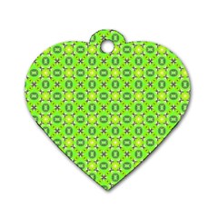 Vibrant Abstract Tropical Lime Foliage Lattice Dog Tag Heart (two Sides) by DianeClancy