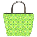 Vibrant Abstract Tropical Lime Foliage Lattice Bucket Bags Front