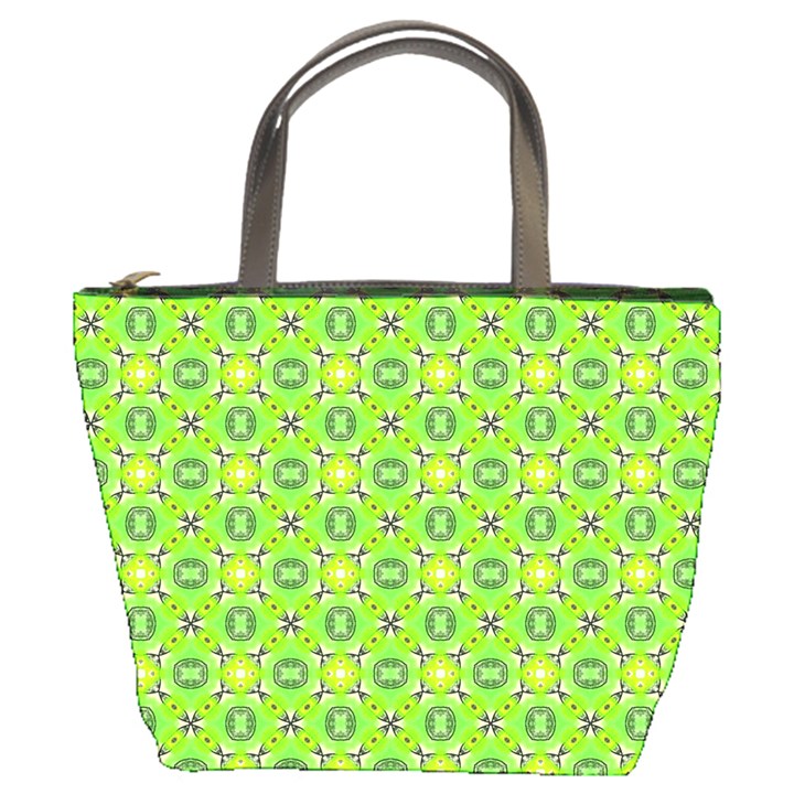 Vibrant Abstract Tropical Lime Foliage Lattice Bucket Bags