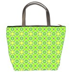 Vibrant Abstract Tropical Lime Foliage Lattice Bucket Bags Back