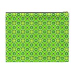 Vibrant Abstract Tropical Lime Foliage Lattice Cosmetic Bag (XL) Back