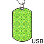 Vibrant Abstract Tropical Lime Foliage Lattice Dog Tag USB Flash (Two Sides)  Front