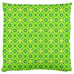 Vibrant Abstract Tropical Lime Foliage Lattice Large Cushion Case (Two Sides) Front