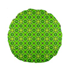 Vibrant Abstract Tropical Lime Foliage Lattice Standard 15  Premium Round Cushions by DianeClancy