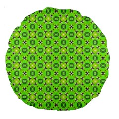 Vibrant Abstract Tropical Lime Foliage Lattice Large 18  Premium Round Cushions by DianeClancy