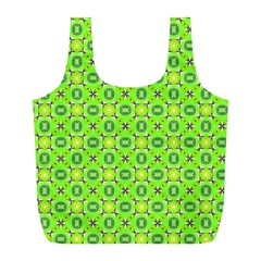 Vibrant Abstract Tropical Lime Foliage Lattice Full Print Recycle Bags (l)  by DianeClancy