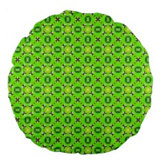 Vibrant Abstract Tropical Lime Foliage Lattice Large 18  Premium Flano Round Cushions by DianeClancy