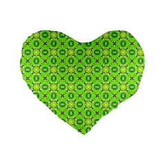 Vibrant Abstract Tropical Lime Foliage Lattice Standard 16  Premium Flano Heart Shape Cushions by DianeClancy