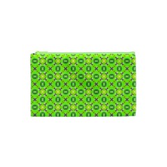 Vibrant Abstract Tropical Lime Foliage Lattice Cosmetic Bag (xs) by DianeClancy