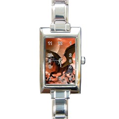 Wonderful Dark Unicorn In The Night Rectangle Italian Charm Watch by FantasyWorld7