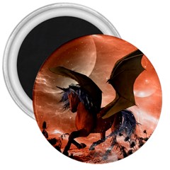 Wonderful Dark Unicorn In The Night 3  Magnets by FantasyWorld7