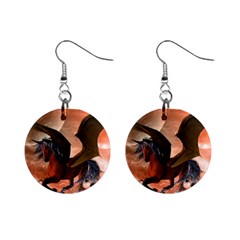 Wonderful Dark Unicorn In The Night Mini Button Earrings by FantasyWorld7