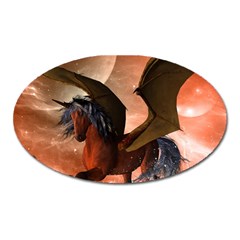 Wonderful Dark Unicorn In The Night Oval Magnet by FantasyWorld7