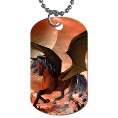 Wonderful Dark Unicorn In The Night Dog Tag (one Side) by FantasyWorld7