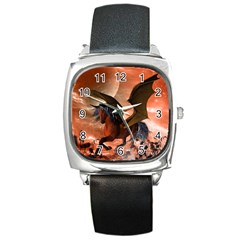 Wonderful Dark Unicorn In The Night Square Metal Watch by FantasyWorld7