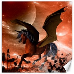 Wonderful Dark Unicorn In The Night Canvas 12  X 12   by FantasyWorld7