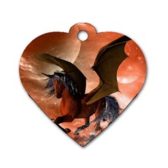 Wonderful Dark Unicorn In The Night Dog Tag Heart (one Side) by FantasyWorld7