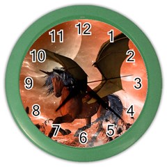 Wonderful Dark Unicorn In The Night Color Wall Clocks by FantasyWorld7