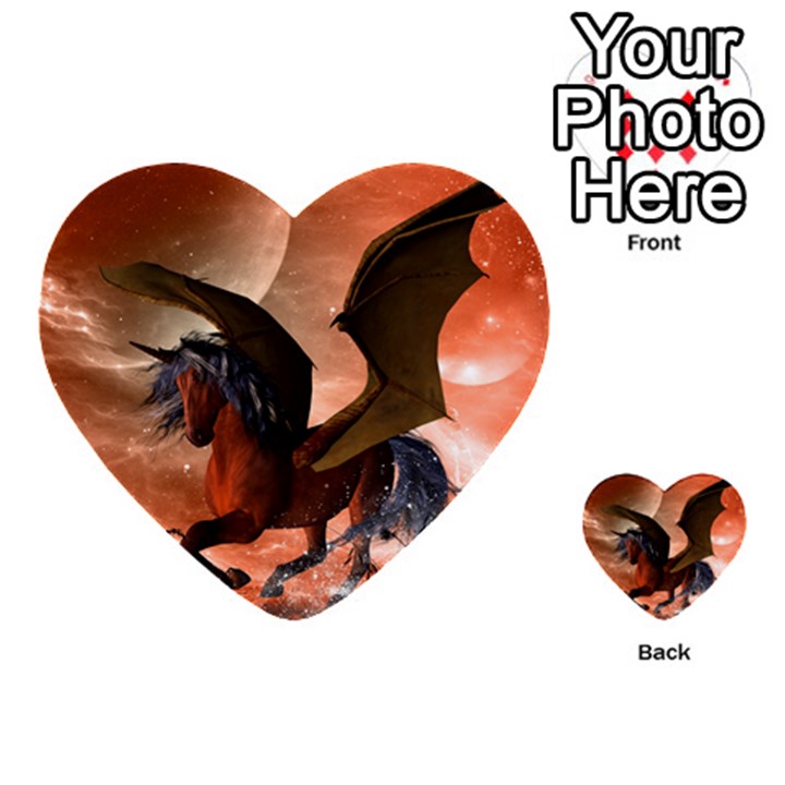 Wonderful Dark Unicorn In The Night Multi-purpose Cards (Heart) 