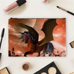 Wonderful Dark Unicorn In The Night Cosmetic Bag (large)  by FantasyWorld7