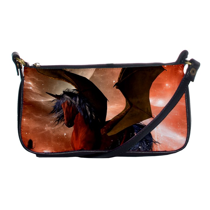 Wonderful Dark Unicorn In The Night Shoulder Clutch Bags