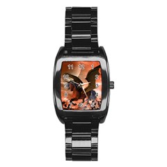 Wonderful Dark Unicorn In The Night Stainless Steel Barrel Watch by FantasyWorld7