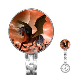 Wonderful Dark Unicorn In The Night Stainless Steel Nurses Watch by FantasyWorld7