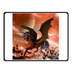 Wonderful Dark Unicorn In The Night Double Sided Fleece Blanket (small)  by FantasyWorld7