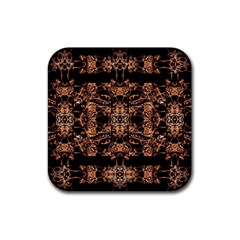 Dark Ornate Abstract  Pattern Rubber Coaster (square)  by dflcprints