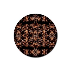 Dark Ornate Abstract  Pattern Rubber Coaster (round)  by dflcprints