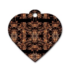 Dark Ornate Abstract  Pattern Dog Tag Heart (one Side) by dflcprints