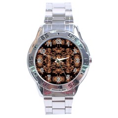 Dark Ornate Abstract  Pattern Stainless Steel Analogue Watch by dflcprints