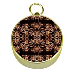 Dark Ornate Abstract  Pattern Gold Compasses by dflcprints