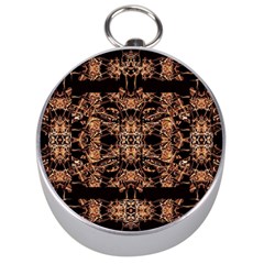 Dark Ornate Abstract  Pattern Silver Compasses by dflcprints