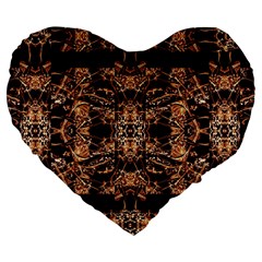 Dark Ornate Abstract  Pattern Large 19  Premium Flano Heart Shape Cushions