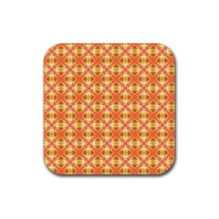 Peach Pineapple Abstract Circles Arches Rubber Coaster (square)  by DianeClancy