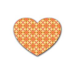 Peach Pineapple Abstract Circles Arches Rubber Coaster (heart)  by DianeClancy