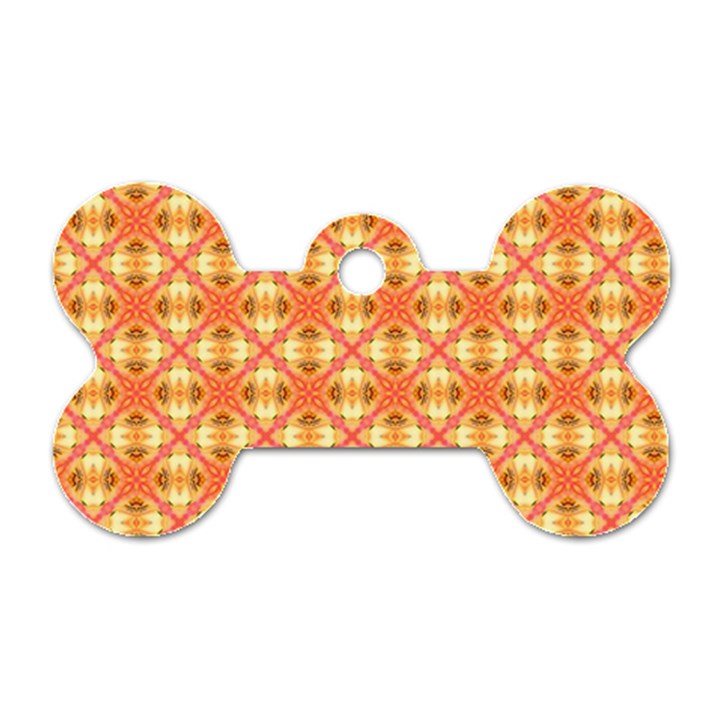 Peach Pineapple Abstract Circles Arches Dog Tag Bone (One Side)